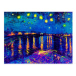 Noche estrellada sobre el arte pop de Rhone Tarjetas Postales