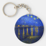Noche estrellada sobre el Rhone Keychain4 redondo Llavero Personalizado