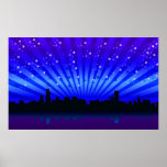 Noche estrellada sobre la bahía de la ciudad posters