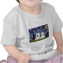 Noche estrellada - Westies (dos) Camiseta