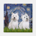 Noche estrellada - Westies (dos) Imanes