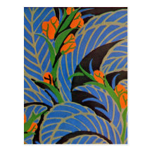 Noche tropical del art déco de Seguy - postal