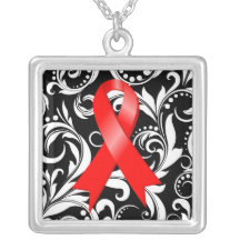 Noir floral de Deco de la cinta de la conciencia d Colgantes Personalizados