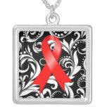 Noir floral de Deco de la cinta de la enfermedad c Pendientes Personalizados