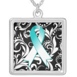 Noir floral de Deco de la cinta del cáncer de cuel Joyeria