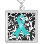 Noir floral de Deco de la cinta del cáncer ovárico Grimpola