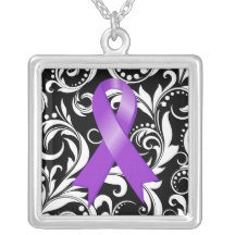 Noir floral de Deco de la cinta del Fibromyalgia Joyería