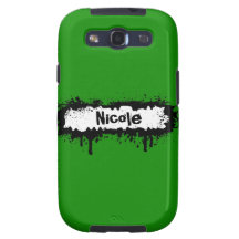 Nombre de encargo del Grunge en fondo verde Samsung Galaxy S3 Funda