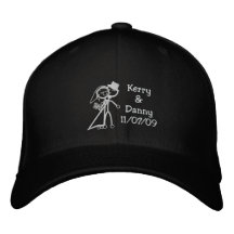 Nombre del personalizado de novia y del novio del  gorra de béisbol bordada