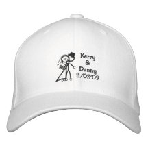 Nombre del personalizado de novia y del novio del  gorra bordada