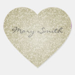 Nombre del personalizado del brillo del oro calcomanías corazones personalizadas