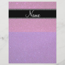 Nombre personalizado brillo rosado púrpura flyer personalizado