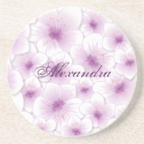 Nombre personalizado flor púrpura delicado posavasos