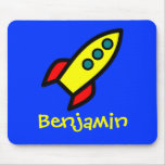 Nombre personalizado - nave de Rocket del dibujo a Tapetes De Ratón