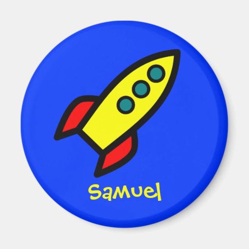 Nombre personalizado - nave de Rocket del dibujo a Imán