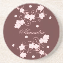 Nombre personalizado remolinos rosados delicados d posavasos