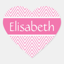 Nombre personalizado rosado del modelo de zigzag d etiqueta