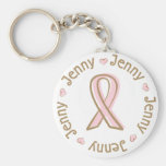 Nombre rosado Jenny del cáncer de pecho de la cint Llavero
