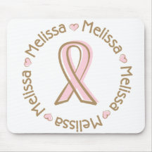 Nombre rosado Melissa del cáncer de pecho de la ci Alfombrillas De Ratones