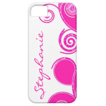 Nombre rosado y blanco picante del personalizado d iPhone 5 fundas