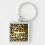 Nombre su piel del leopardo llavero personalizado