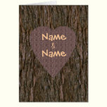 Nombres tallados en la tarjeta del árbol - Brown tarjetas