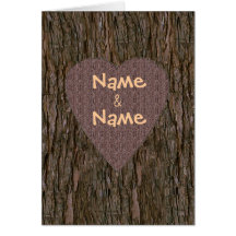 Nombres tallados en la tarjeta del árbol - Brown