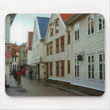 Noruega, Bergen, casas de madera y adoquines Tapete De Raton