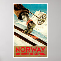 Noruega - casera de arte del viaje del esquí impresiones