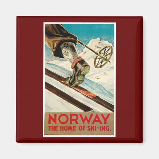 Noruega el hogar del poster del viaje del vintage  iman para frigorífico
