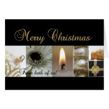 nosotros dos las Felices Navidad ennegrecen el oro Tarjetas