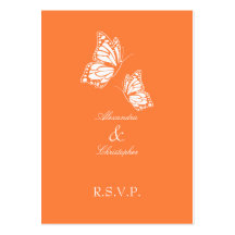 Nota anaranjada simple de RSVP de la mariposa mini Plantilla De Tarjeta Personal