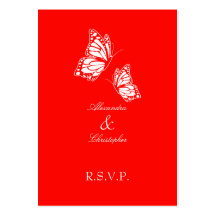 Nota roja simple de RSVP de la mariposa mini Tarjeta De Visita