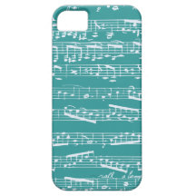 Notas azules de la música de la aguamarina iPhone 5 fundas