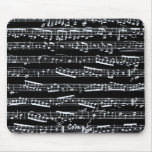 Notas blancos y negros de la música tapete de ratón