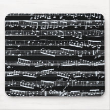 Notas blancos y negros de la música tapete de ratón