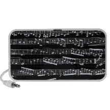 Notas blancos y negros de la música portátil altavoz