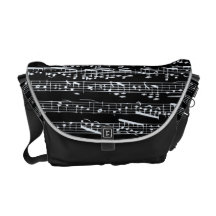 Notas blancos y negros de la música bolsa de mensajería