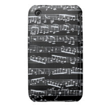 Notas blancos y negros de la música iPhone 3 Case-Mate cárcasas