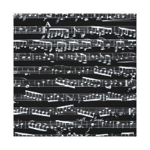 Notas blancos y negros de la música impresiones en lienzo estiradas