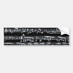 Notas blancos y negros de la música etiqueta de parachoque