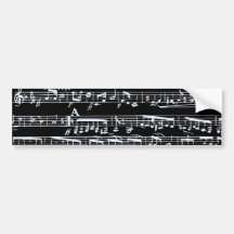 Notas blancos y negros de la música etiqueta de parachoque