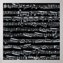 Notas blancos y negros de la música posters