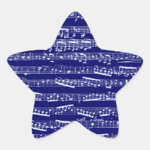 Notas de la música de los azules marinos calcomanías forma de estrellaes