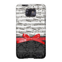 Notas de la música y falsa cinta roja galaxy SII funda