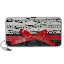 Notas de la música y falsa cinta roja iPod altavoz