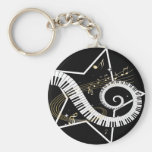 Notas de oro de la estrella musical llaveros