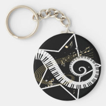 Notas de oro de la estrella musical llaveros