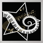 Notas de oro de la estrella musical poster