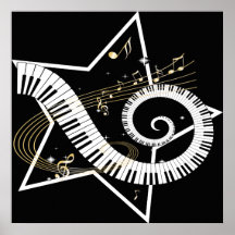 Notas de oro de la estrella musical poster